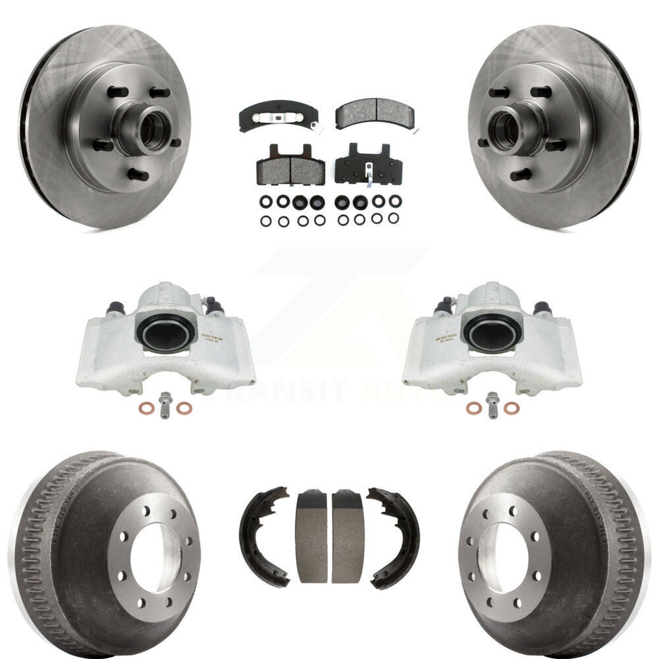 Front Rear Disc Brake Caliper Rotors Drums Semi-Metallic Pads Kit (8Pc) For C1500 Suburban GMC Chevrolet With 13" Diameter Drum GAS engine KC8-100735S