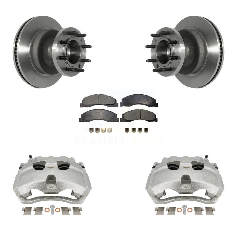 Front Disc Brake Caliper Rotors And Ceramic Pads Kit For Ford E-350 Super Duty E-450 KC8-100735T
