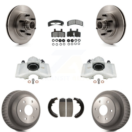 Front Rear Disc Brake Caliper Rotors Drums Semi-Metallic Pads Kit (8Pc) For C2500 Chevrolet GMC With 7200 Lb GVW KC8-100736S by Transit Auto