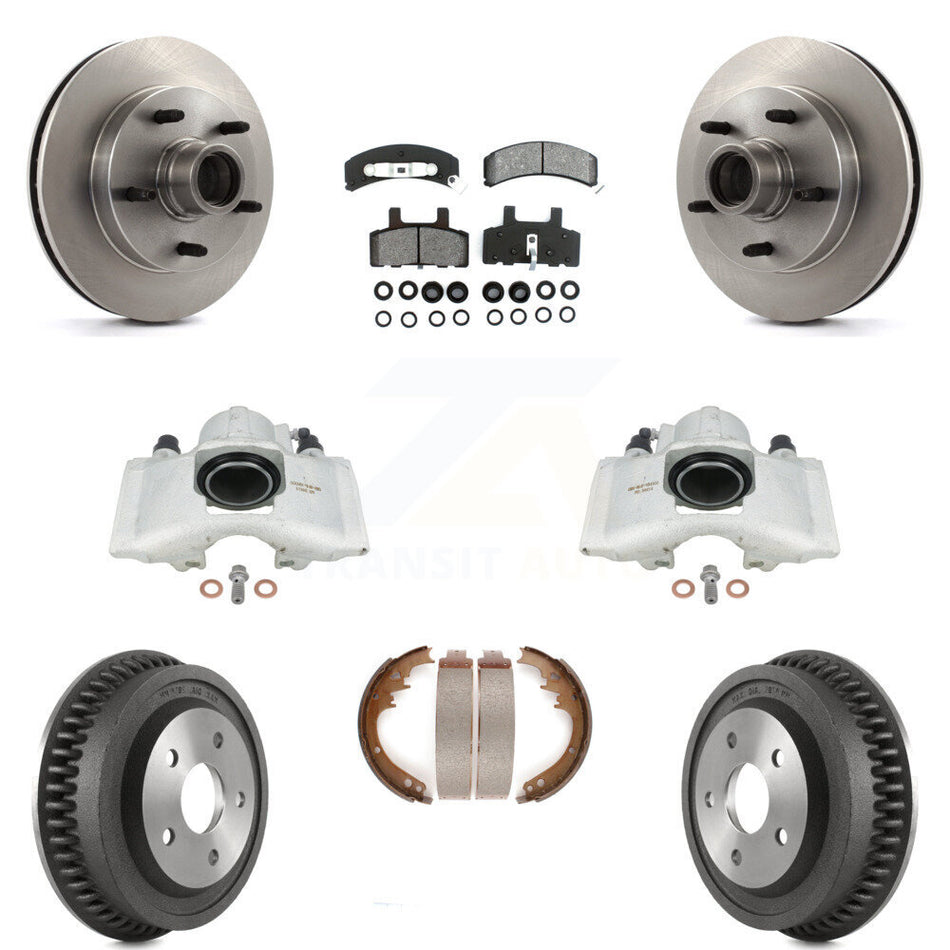 Front Rear Disc Brake Caliper Rotors Drums Semi-Metallic Pads Kit (8Pc) For 1994-1999 Dodge Ram 1500 RWD KC8-100737S by Transit Auto