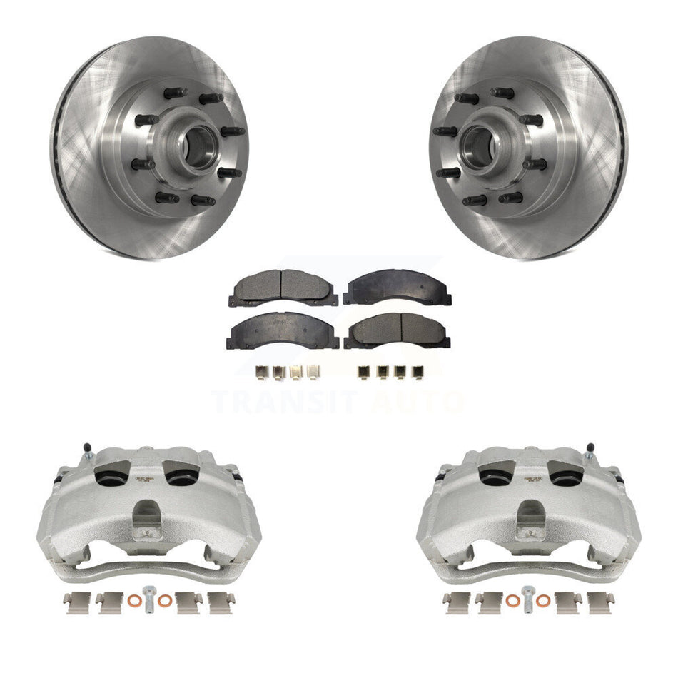 Front Brake Caliper Rotors & Semi-Metallic Pad Kit For Ford E-350 Super Duty E-250 E-150 KC8-100738P