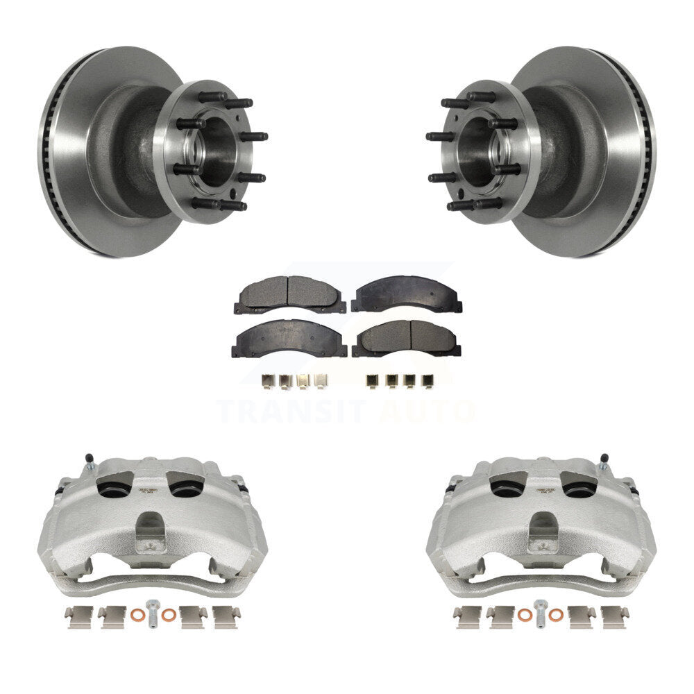 Front Disc Brake Caliper Rotor And Semi-Metallic Pad Kit For Ford E-350 Super Duty E-450 KC8-100739P
