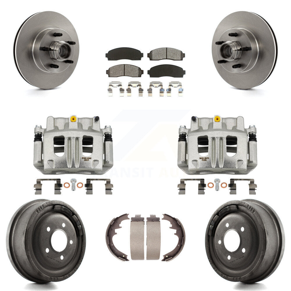 Front Rear Disc Brake Caliper Rotor Drum Semi-Metallic Pad Kit (8Pc) For Ford Ranger RWD KC8-100739S