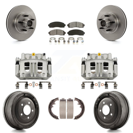 Front Rear Disc Brake Caliper Rotor Drum Semi-Metallic Pad Kit (8Pc) For Ford Ranger RWD KC8-100739S