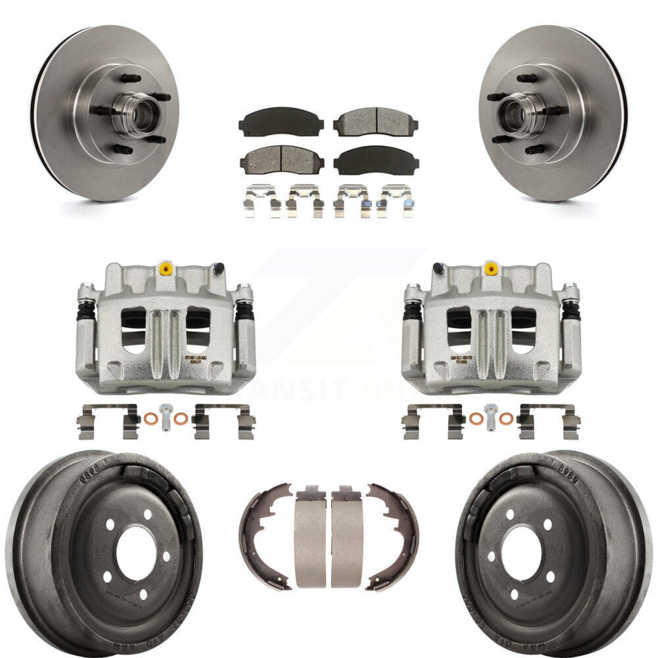 Front Rear Disc Brake Caliper Rotor Drum Semi-Metallic Pad Kit (8Pc) For Ford Ranger RWD KC8-100739S