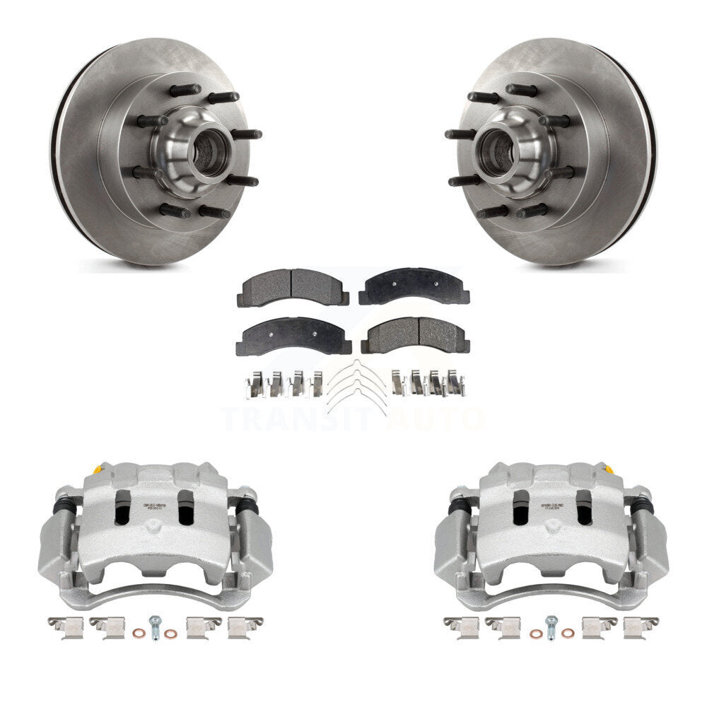 Front Disc Brake Caliper Rotor And Semi-Metallic Pad Kit For Ford F-350 Super Duty F-250 KC8-100740P