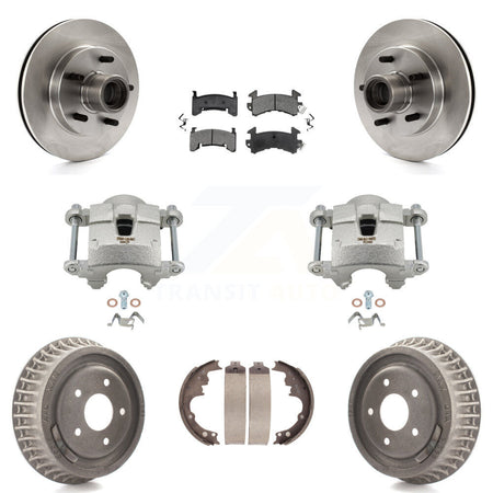 Front Rear Brake Caliper Rotors Drums Semi-Metallic Pads Kit (8Pc) For Chevrolet S10 GMC KC8-100740S