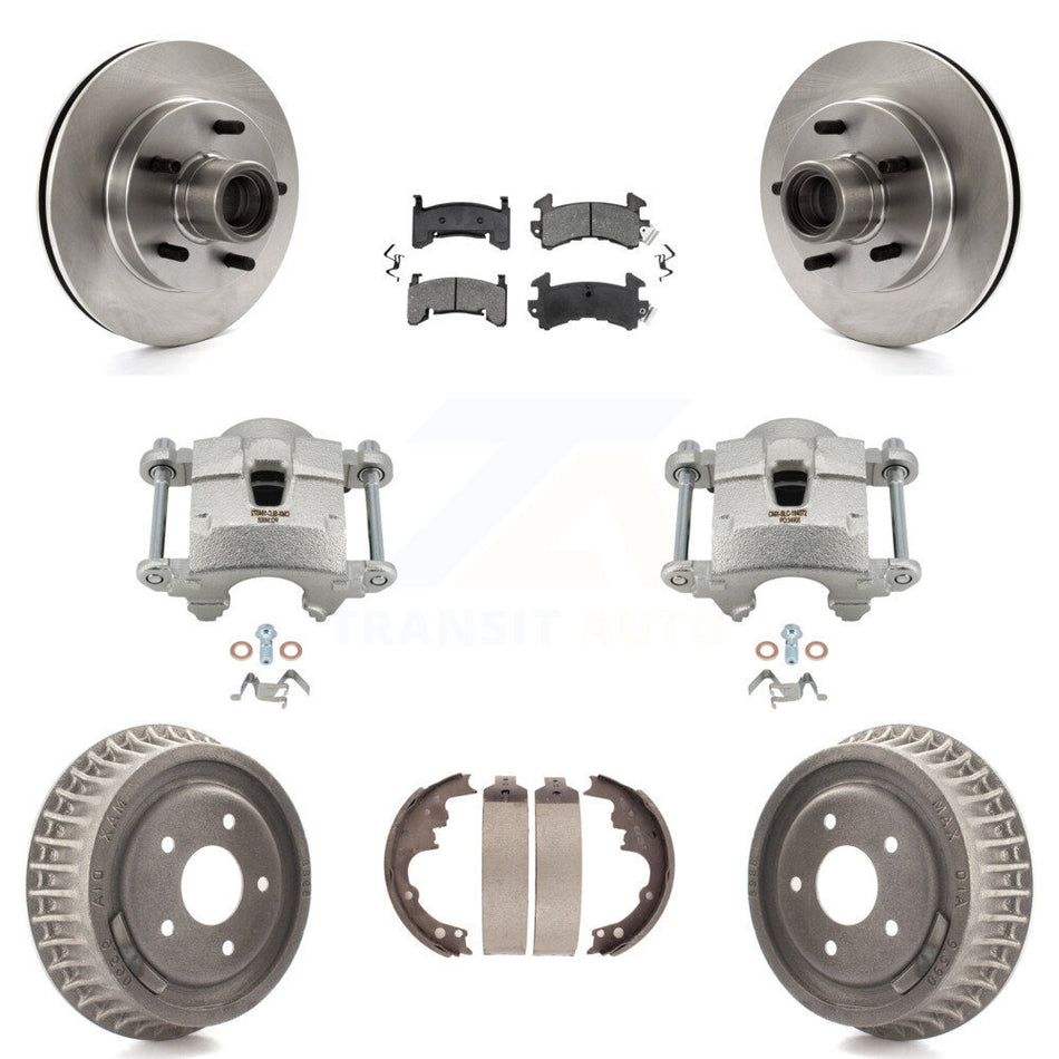 Front Rear Brake Caliper Rotors Drums Semi-Metallic Pads Kit (8Pc) For Chevrolet S10 GMC KC8-100740S