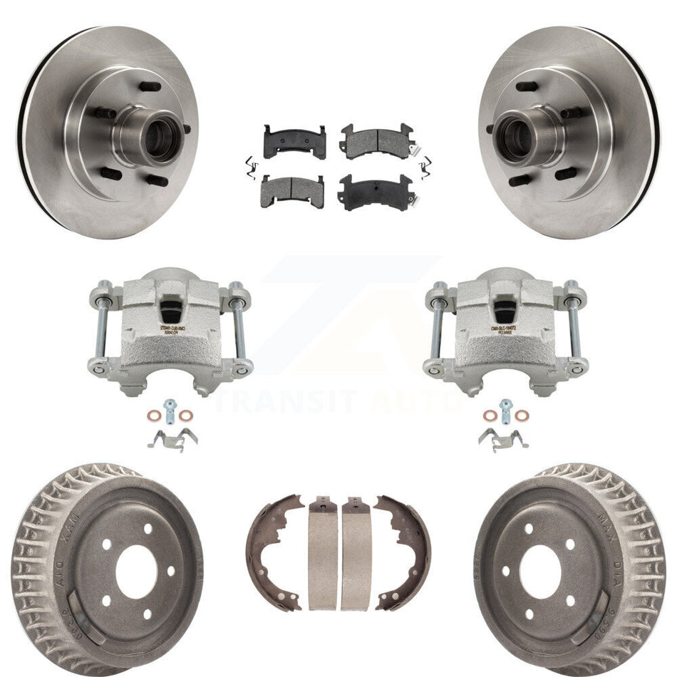 Front Rear Brake Caliper Rotors Drums Semi-Metallic Pads Kit (8Pc) For Chevrolet S10 GMC KC8-100740S