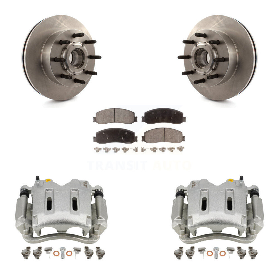 Front Disc Brake Caliper Rotors And Ceramic Pads Kit For Ford F-250 Super Duty F-350 With Single Rear Wheels RWD KC8-100741T