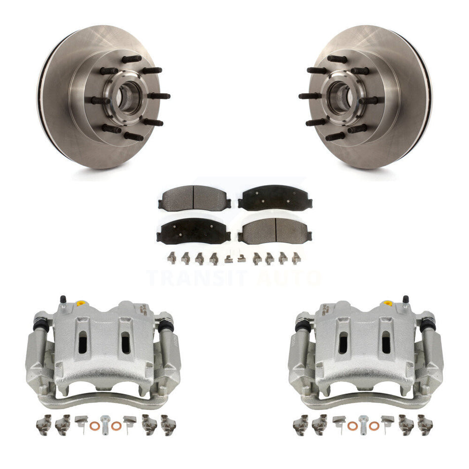 Front Disc Brake Caliper Rotors And Semi-Metallic Pads Kit For Ford F-250 Super Duty F-350 With Single Rear Wheels RWD KC8-100743P
