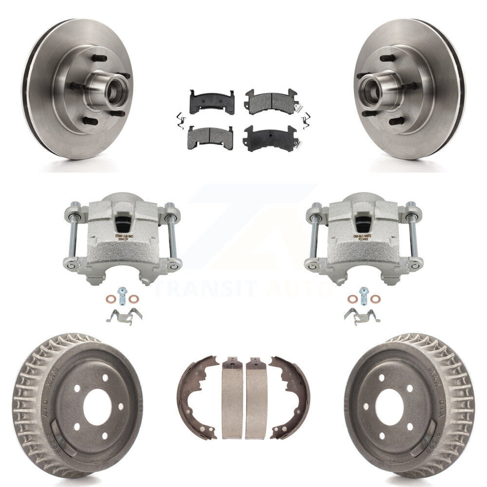 Front Rear Brake Caliper Rotors Drums Semi-Metallic Pads Kit (8Pc) For Chevrolet S10 GMC KC8-100743S