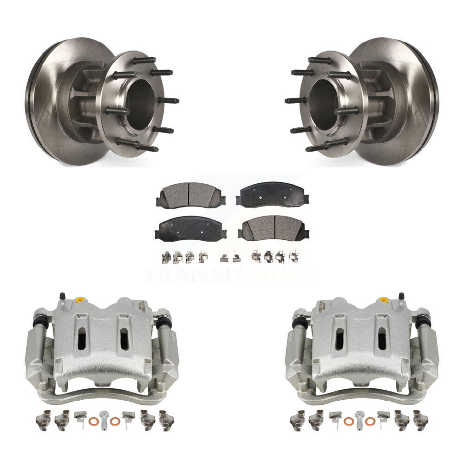 Front Disc Brake Caliper Rotors And Semi-Metallic Pads Kit For 2011-2012 Ford F-250 Super Duty RWD With Dual Rear Wheels KC8-100744P