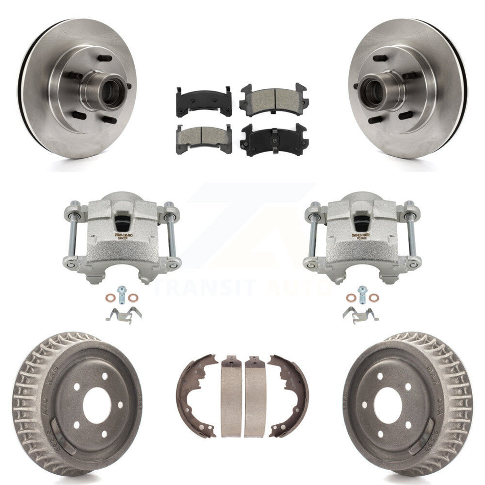 Front Rear Brake Caliper Rotors Drums Semi-Metallic Pads Kit (8Pc) For Chevrolet S10 GMC KC8-100744S