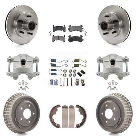 Front Rear Brake Caliper Rotors Drum Semi-Metallic Pad Shoe & Hardware Kit (9Pc) For S10 KC8-100745S