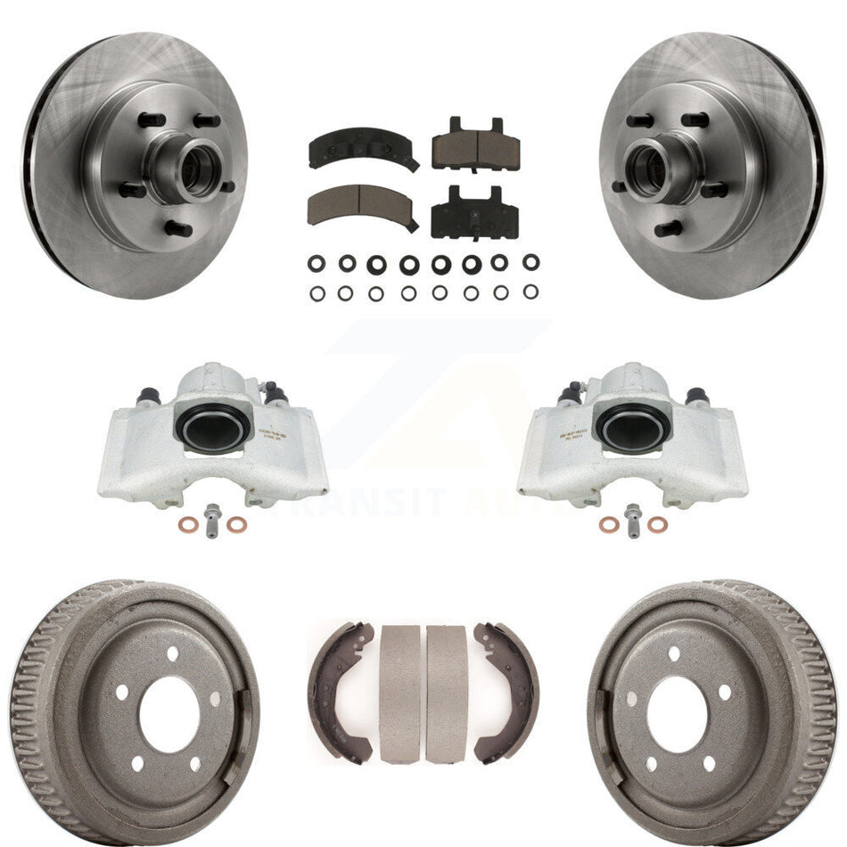Front Rear Disc Brake Caliper Rotors Drums Ceramic Pads Kit (8Pc) For GMC Yukon With 10" Diameter Drum KC8-100746C