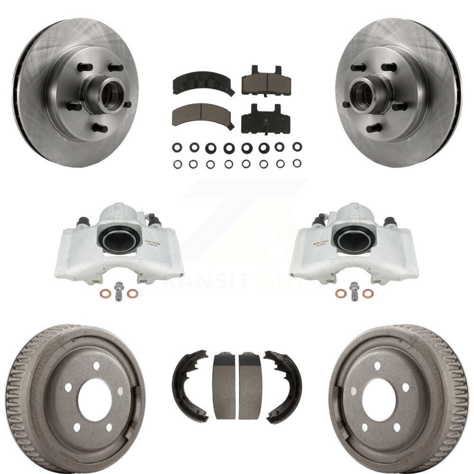Front Rear Disc Brake Caliper Rotors Drums Ceramic Pads Kit (8Pc) For GMC Yukon Chevrolet C1500 Suburban KC8-100747C