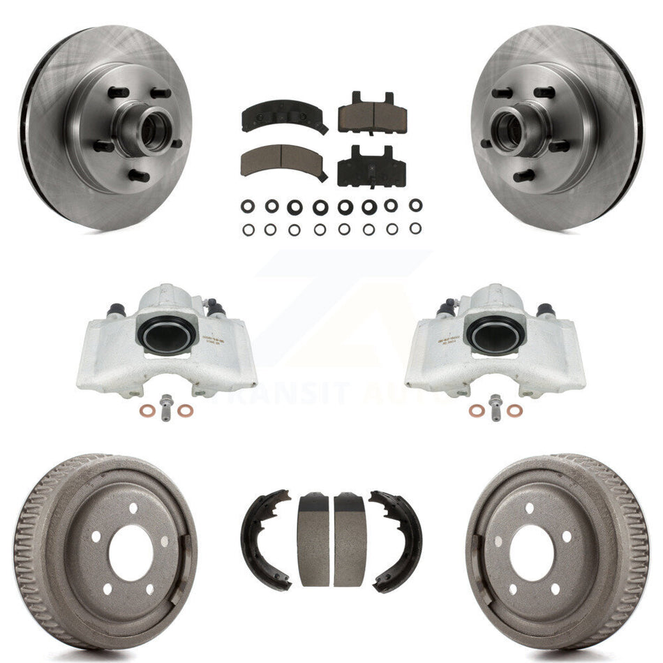 Front Rear Disc Brake Caliper Rotors Drums Ceramic Pads Kit (8Pc) For GMC Yukon Chevrolet C1500 Suburban KC8-100747C