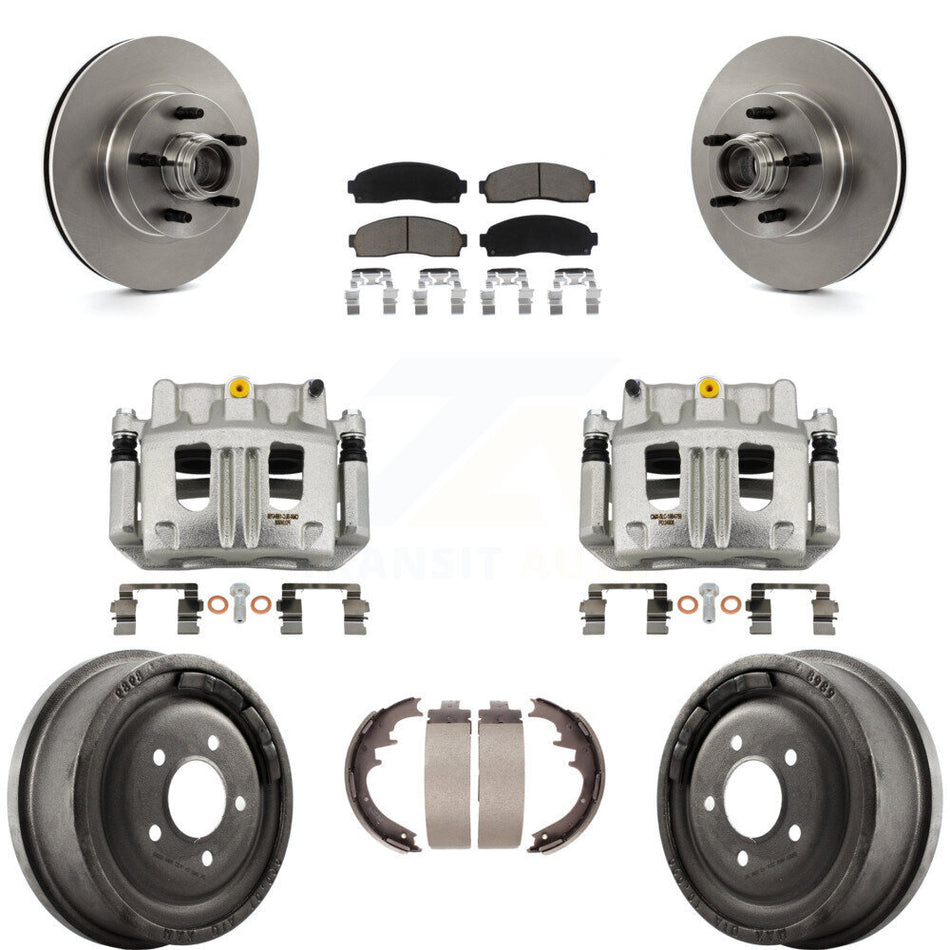 Front Rear Brake Caliper Rotors Drum Ceramic Pad Kit (8Pc) For 2006-2009 Ford Ranger RWD KC8-100748C