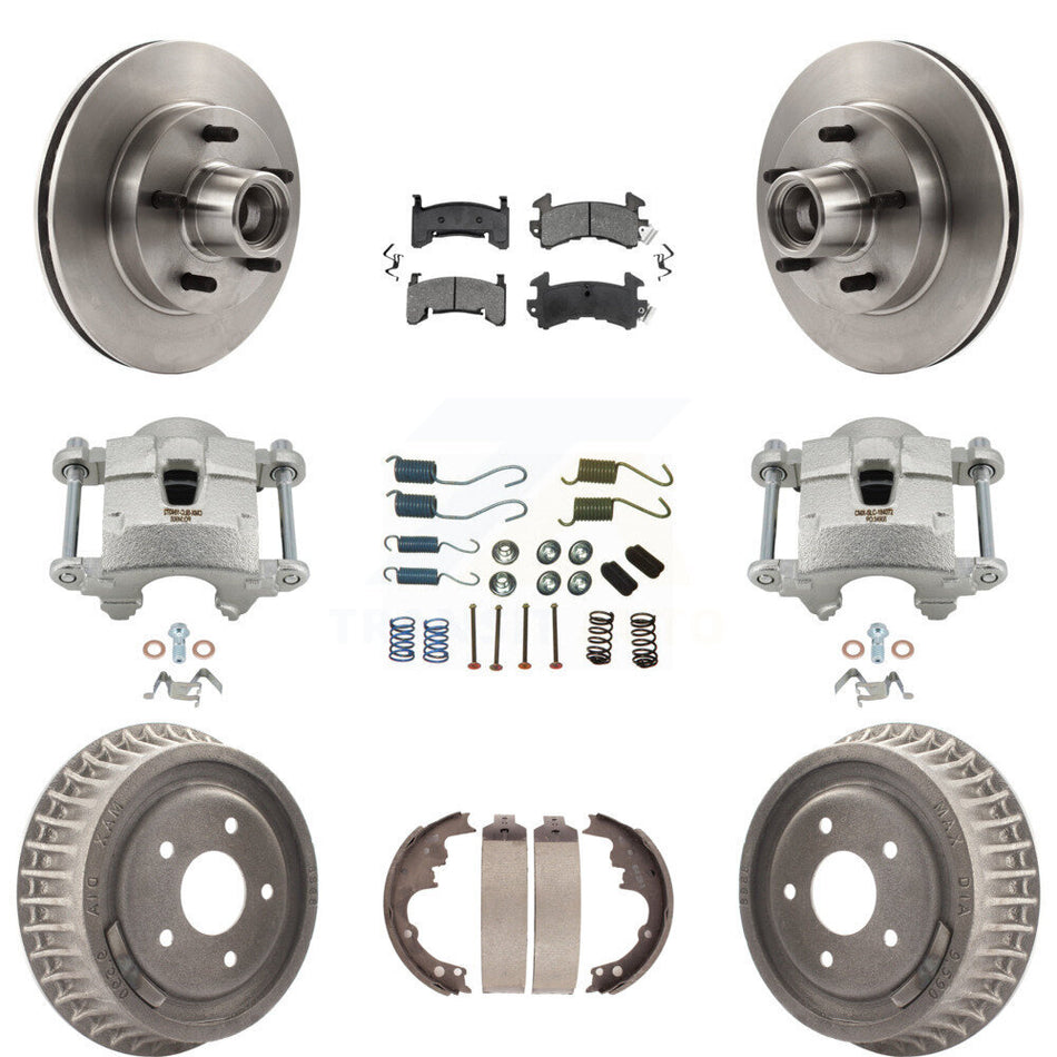 Front Rear Brake Caliper Rotors Drum Semi-Metallic Pad Shoe & Hardware Kit (9Pc) For S10 KC8-100748S