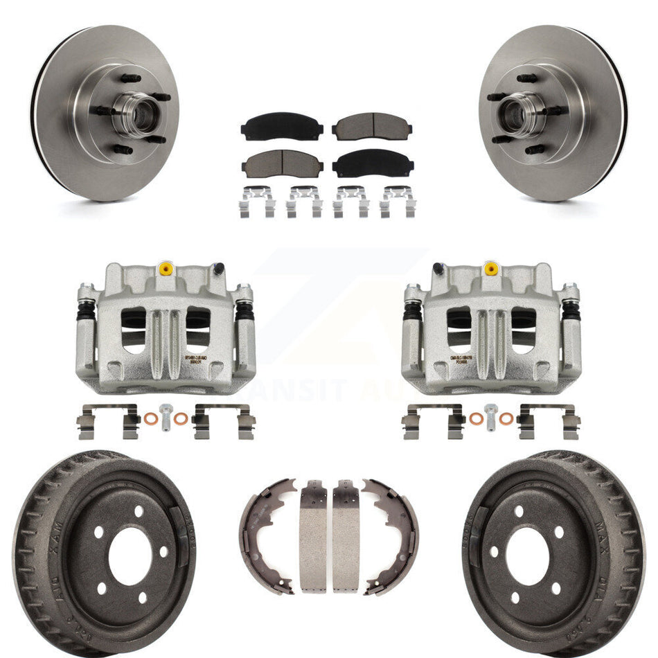 Front Rear Brake Caliper Rotors Drum Ceramic Pad Kit (8Pc) For 2006-2009 Ford Ranger RWD KC8-100749C