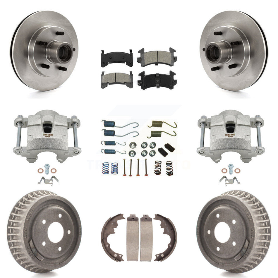 Front Rear Brake Caliper Rotors Drum Semi-Metallic Pad Shoe & Hardware Kit (9Pc) For S10 KC8-100749S