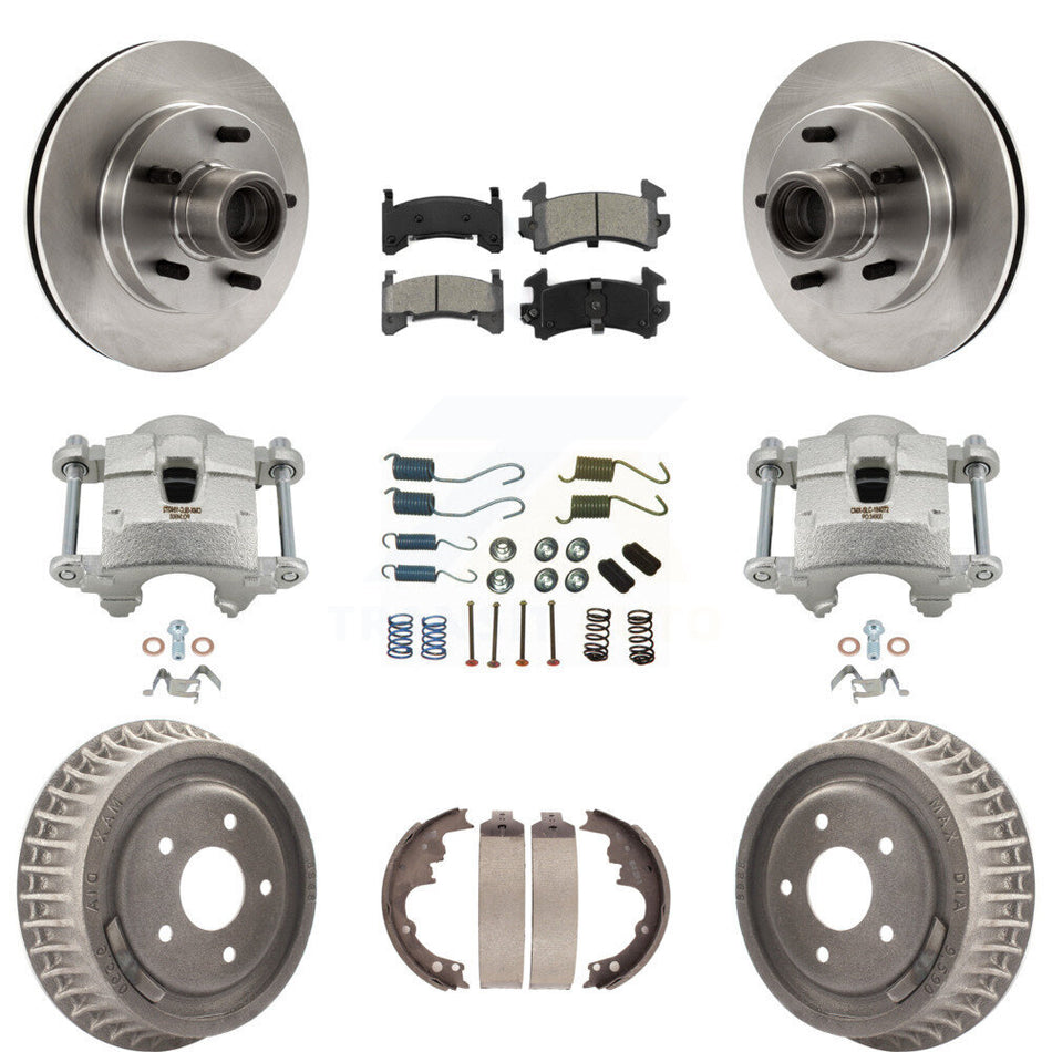 Front Rear Brake Caliper Rotors Drum Semi-Metallic Pad Shoe & Hardware Kit (9Pc) For S10 KC8-100749S