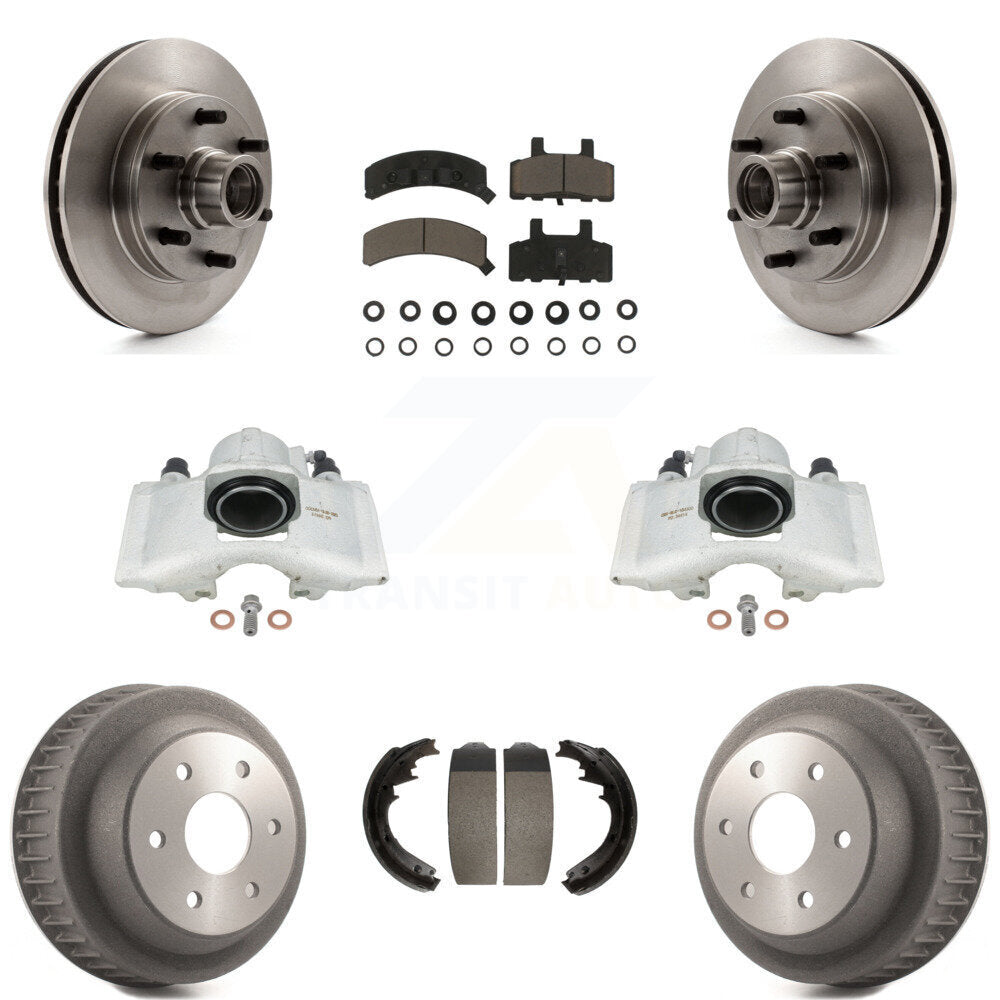 Front Rear Disc Brake Caliper Rotors Drums Ceramic Pads Kit (8Pc) For C2500 Chevrolet GMC With 7200 Lb GVW KC8-100750C by Transit Auto