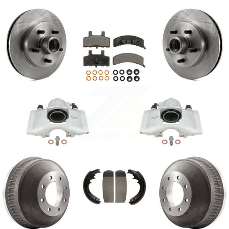 Front Rear Disc Brake Caliper Rotors Drums Semi-Metallic Pads Kit (8Pc) For C1500 Suburban GMC Chevrolet With 13" Diameter Drum GAS engine KC8-100750P by Transit Auto