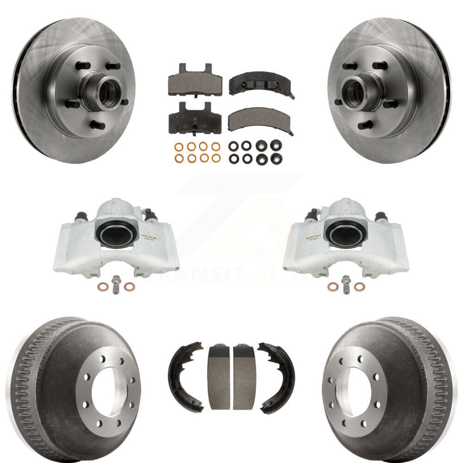 Front Rear Disc Brake Caliper Rotors Drums Semi-Metallic Pads Kit (8Pc) For C1500 Suburban GMC Chevrolet With 13" Diameter Drum GAS engine KC8-100750P