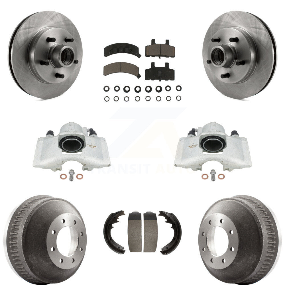 Front Rear Disc Brake Caliper Rotors Drums Ceramic Pads Kit (8Pc) For C1500 Suburban GMC Chevrolet With 13" Diameter Drum GAS engine KC8-100751C by Transit Auto