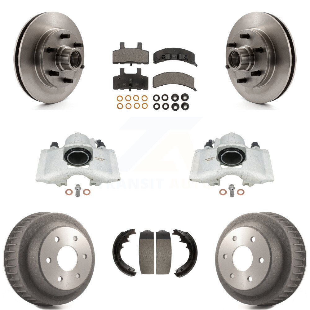 Front Rear Disc Brake Caliper Rotors Drums Semi-Metallic Pads Kit (8Pc) For C2500 Chevrolet GMC With 7200 Lb GVW KC8-100751P by Transit Auto