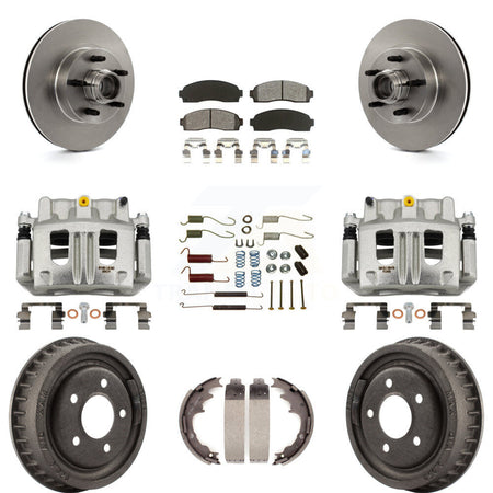 Front Rear Disc Brake Caliper Rotor Drum Semi-Metallic Pad Shoe & Hardware Kit (9Pc) For KC8-100751S