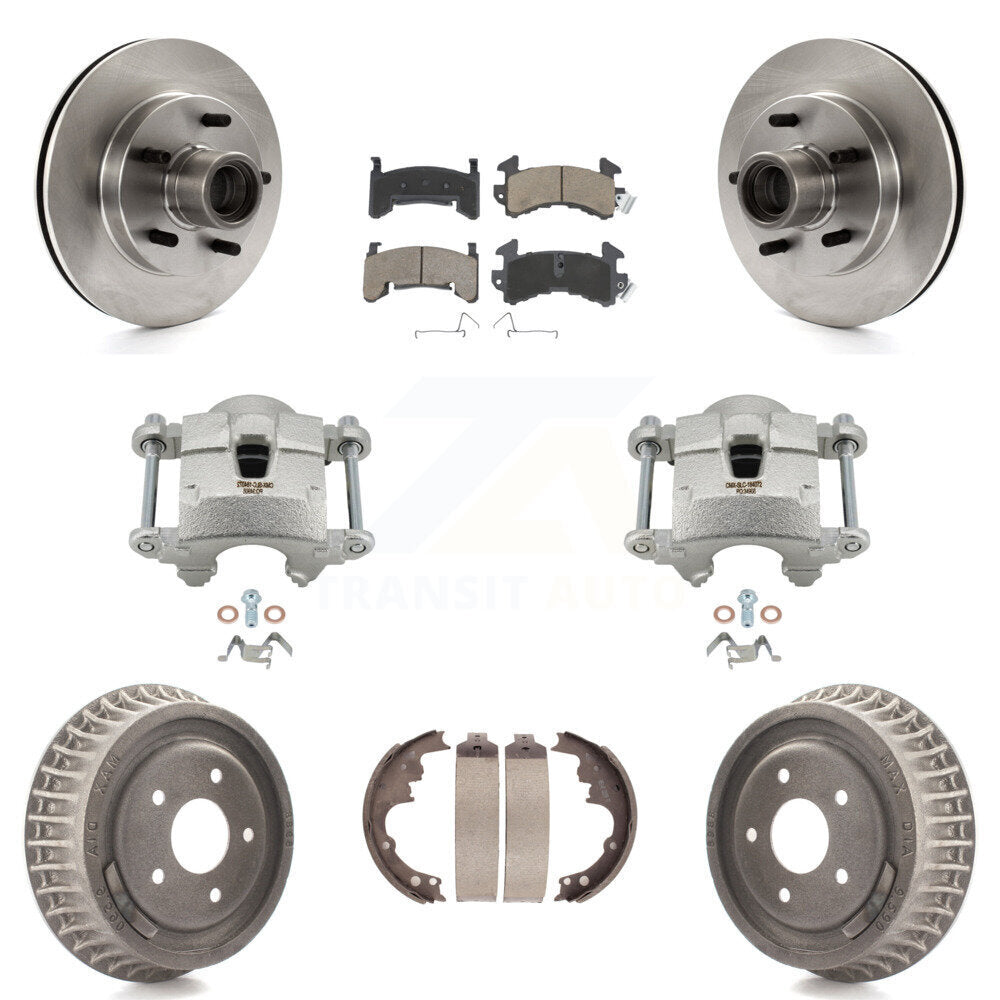 Front Rear Brake Caliper Rotors Drum Ceramic Pads Kit (8Pc) For Chevrolet S10 GMC Sonoma KC8-100752C
