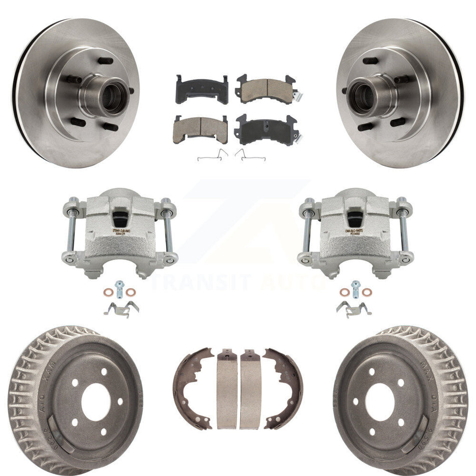 Front Rear Brake Caliper Rotors Drum Ceramic Pads Kit (8Pc) For Chevrolet S10 GMC Sonoma KC8-100752C