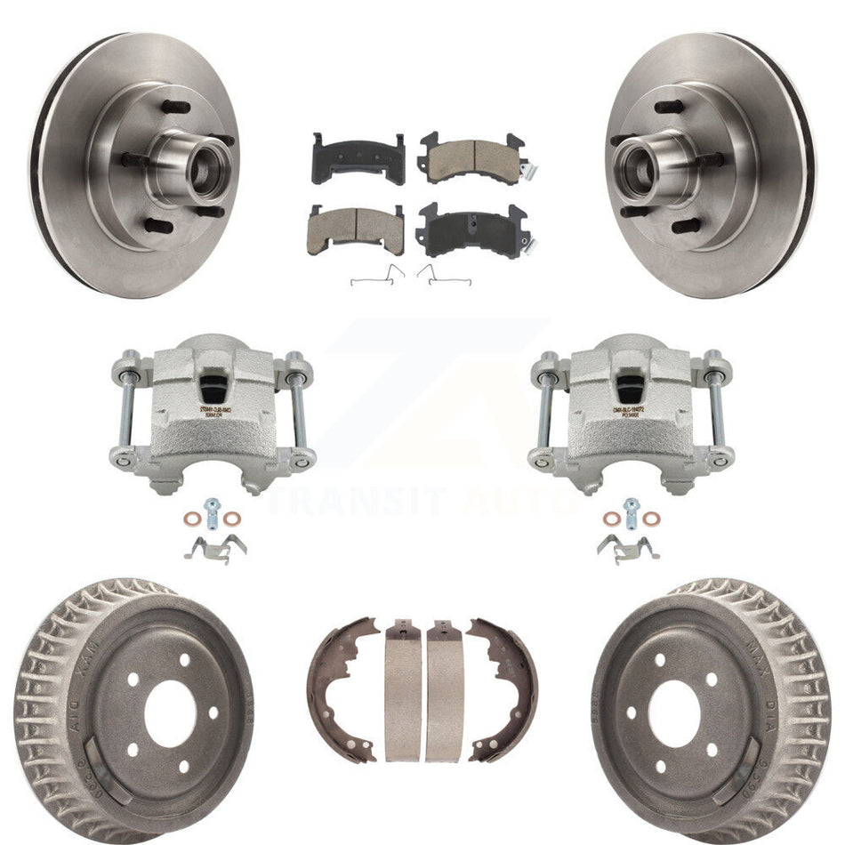 Front Rear Brake Caliper Rotors Drum Ceramic Pads Kit (8Pc) For Chevrolet S10 GMC Sonoma KC8-100753C