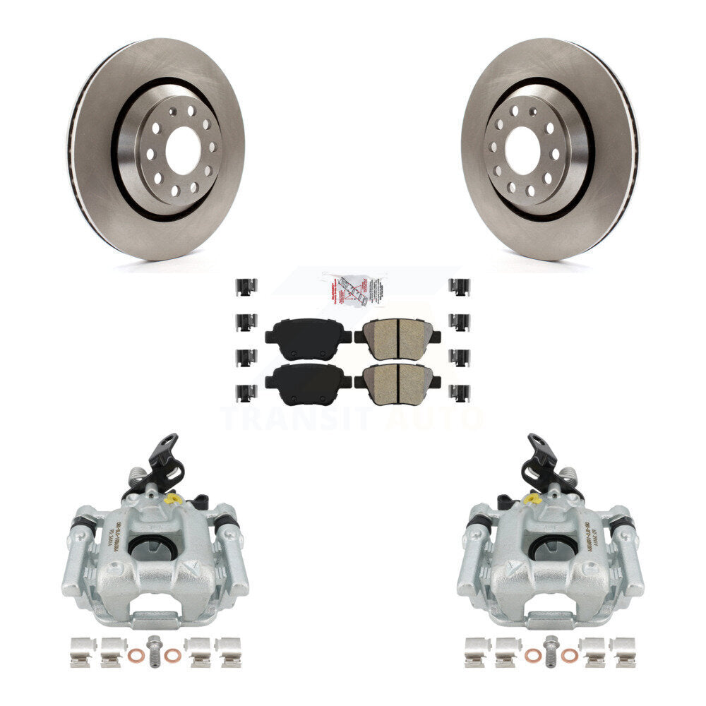 Rear Disc Brake Caliper Rotors And Semi-Metallic Pads Kit For 2013 Volkswagen GTI With 310mm Diameter Rotor KC8-100753N by Transit Auto