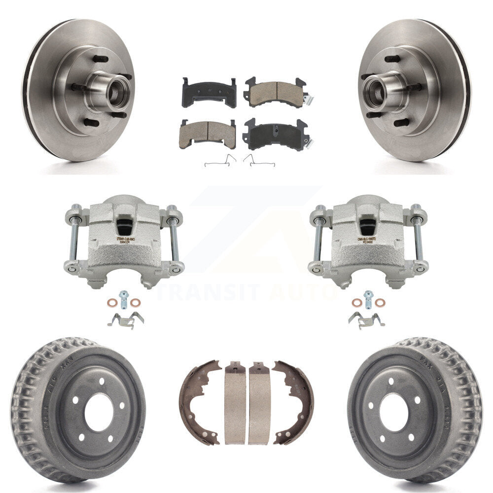 Front Rear Brake Caliper Rotors Drum Ceramic Pads Kit (8Pc) For Chevrolet Camaro Pontiac KC8-100754C