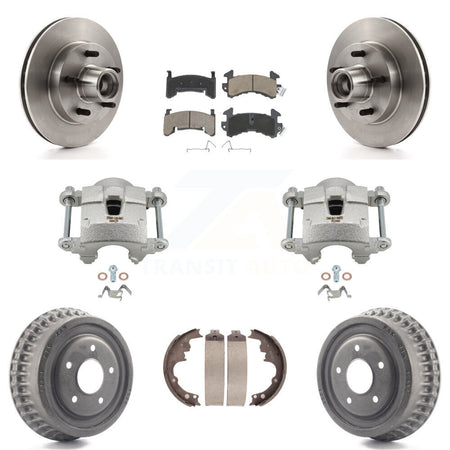Front Rear Brake Caliper Rotors Drum Ceramic Pads Kit (8Pc) For Chevrolet Camaro Pontiac KC8-100754C