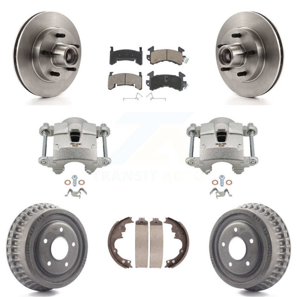 Front Rear Brake Caliper Rotors Drum Ceramic Pads Kit (8Pc) For Chevrolet Camaro Pontiac KC8-100754C