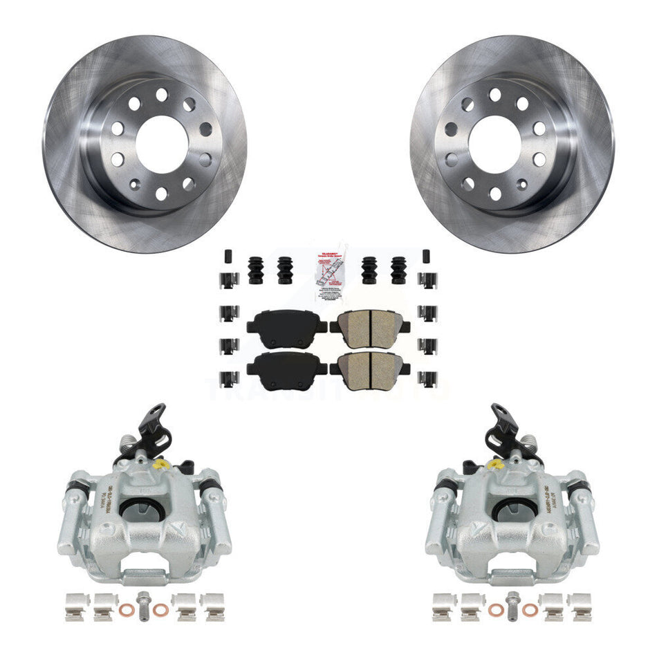 Rear Disc Brake Caliper Rotors And Semi-Metallic Pads Kit For Volkswagen GTI Eos With 253mm Diameter Rotor KC8-100754N by Transit Auto