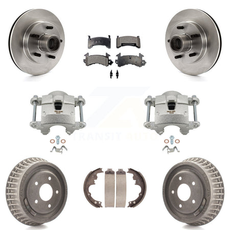 Front Rear Brake Caliper Rotors Drums Semi-Metallic Pads Kit (8Pc) For Chevrolet S10 GMC KC8-100754P