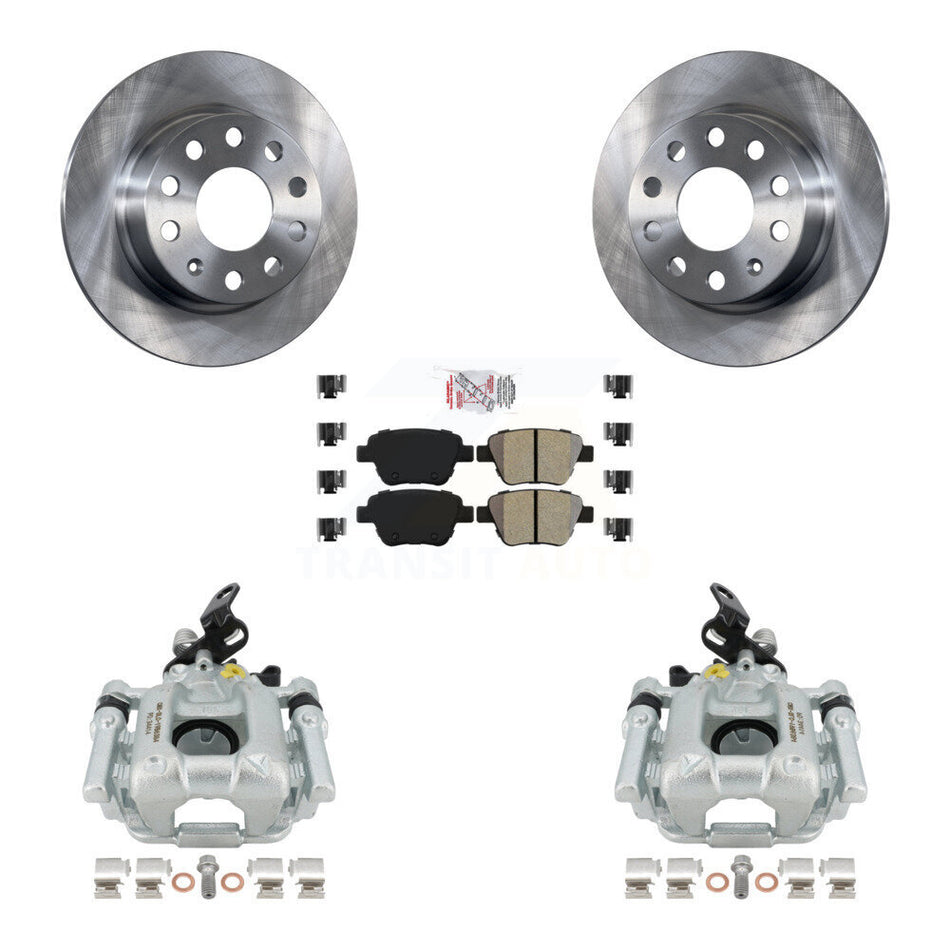 Rear Disc Brake Caliper Rotors And Semi-Metallic Pads Kit For Volkswagen GTI Eos With 253mm Diameter Rotor KC8-100755N by Transit Auto