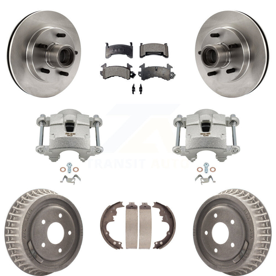 Front Rear Brake Caliper Rotors Drum Ceramic Pads Kit (8Pc) For Chevrolet S10 GMC Sonoma KC8-100755T