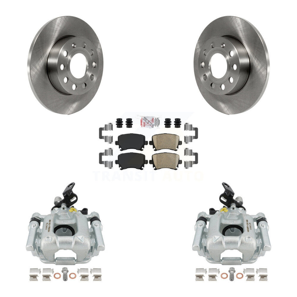 Rear Disc Brake Caliper Rotors And Ceramic Pads Kit For 2010-2013 Audi A3 Quattro With 256mm Diameter Rotor KC8-100756N by Transit Auto