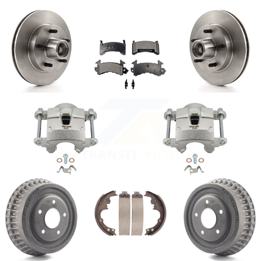 Front Rear Brake Caliper Rotor Drum Semi-Metallic Pad Kit (8Pc) For Chevrolet Camaro S10 KC8-100756P