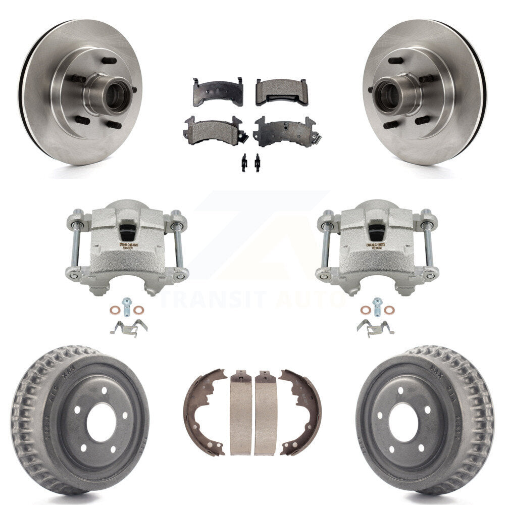 Front Rear Brake Caliper Rotors Drum Ceramic Pads Kit (8Pc) For GMC Sonoma Chevrolet S10 KC8-100757T
