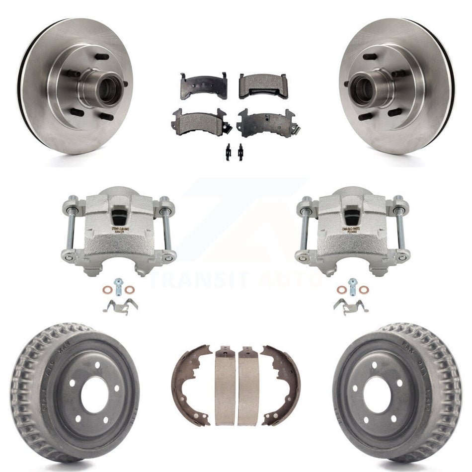 Front Rear Brake Caliper Rotors Drum Ceramic Pads Kit (8Pc) For GMC Sonoma Chevrolet S10 KC8-100757T