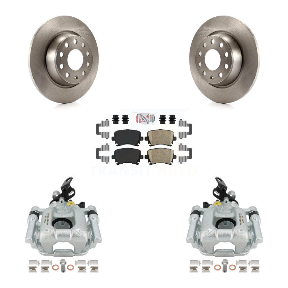 Rear Disc Brake Caliper Rotors And Ceramic Pads Kit For Audi A3 Volkswagen Eos Quattro With 282mm Diameter Rotor KC8-100758N by Transit Auto