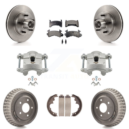Front Rear Brake Caliper Rotors Drum Ceramic Pads Kit (8Pc) For Chevrolet S10 GMC Sonoma KC8-100758T
